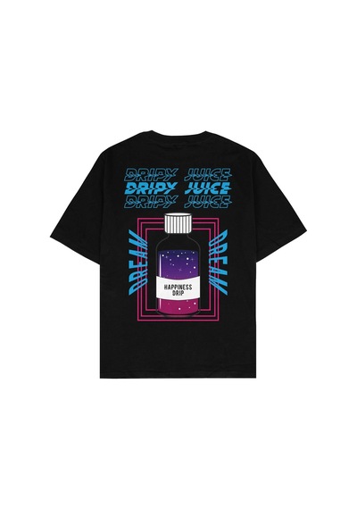 Adrift Dripy Juice Siyah Oversize Unisex T-shirt Siyah
