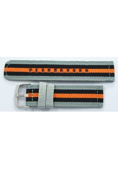Kumaş Perlon Gri Siyah Turuncu 20Mm Spor Saat Kordonu Kayışı Nato