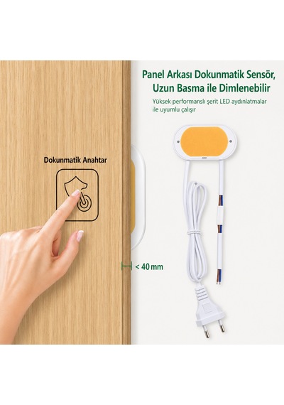 220v Panel Arkası Dokunmatik Dimmer Sensör Anahtarı 1a 85-265v Ac Ahşap Cam Taş Arkasından Çalışan Gizli Mobilya Led Aydınlatma Kontrolü Siyah