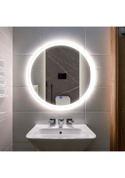 Orbit Led'li Kumlamalı Lavabo & Banyo Aynası Dokunmatik Sensörlü 80 X 80 Beyaz