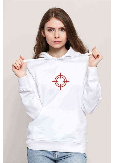 Snippers Baskılı Beyaz Kadın Kapşonlu Sweatshirt