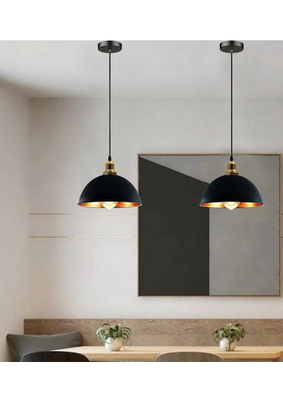 Mylights 30cm Metal Sarkıt Avize Rustik Retro Vintage Avize Tek Fiyatıdır Siyah
