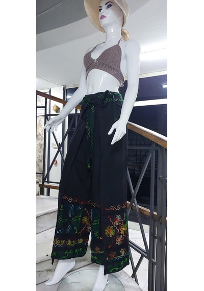Eren Style Otantik Nakış İşlemeli Harem Şalvar Bulmaca Pantolon 103 Cm -8719 Siyah
