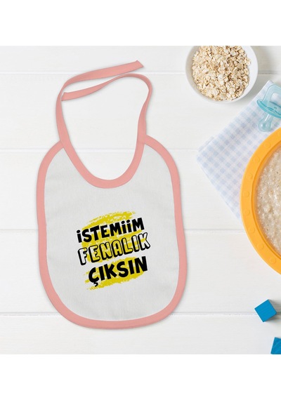 BK Kids İstemiim Fenalık Çıksın Tasarımlı Pembe Bebek Mama Önlüğü Pembe