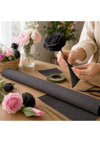 Çiçekçi Krapon Kağıdı 120 G, Siyah Yerli Ürün -50 Cm X 200 Cm, Ç