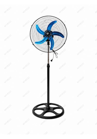 Nvg 18 İnç Sanayi Tipi Vantilatör 80w Güçlü Sessiz Ayaklı Fan 5 Kanat 3 Kademeli 56cm Geniş Çap Pervane