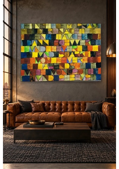 Fida Paul Klee Renkli Harf Kareleri Şiiri Canvas Tablo Çok Renkli