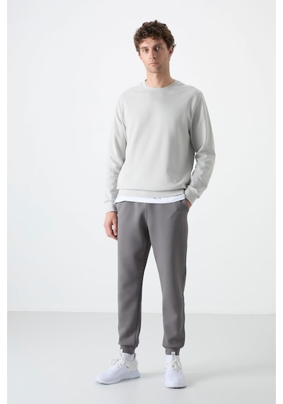 Tommy Life Taş Basic O Yaka Rahat Form Erkek Sweatshirt - 88053 Taş