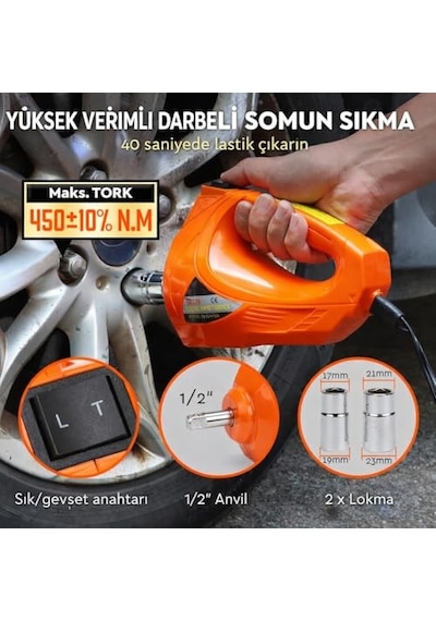 5 Ton Elektrikli Kriko Seti 12v, 3'ü 1 Arada Hidrolik Araç Krikosu Somun Sıkma Tabancası Hava Kompresörü, 450nm To