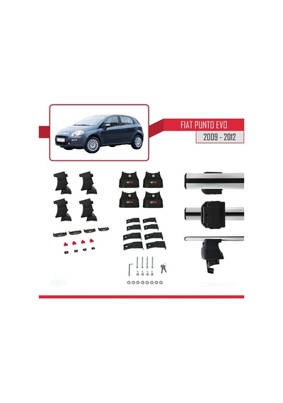 Fiat Punto Evo 199 2009-2012 Arası İle Uyumlu Ace-4 Ara Atkı Tavan Barı Gri