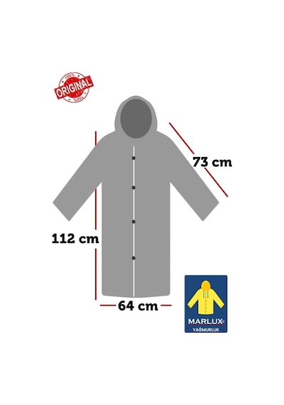Marlux M21M Unisex Kapüşonlu Çıtçıtlı Eva Yağmurluk - Su Yeşili Turkuaz