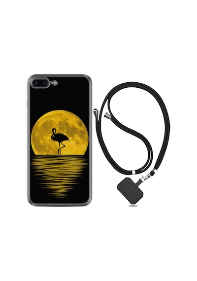 Apple Uyumlu iPhone 6 6S Plus Kılıf Boyun Askılı Ay ve Flamingo 1775