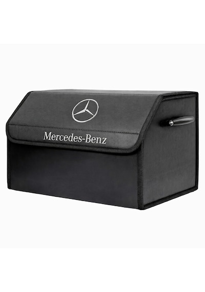 Mercedes-benz Marka Logolu Oto Bagaj Organizer Çanta Oto Bagaj Çantası 2 Bölmeli Suni Deri 48 Cm X 31 Cm X 29 Cm