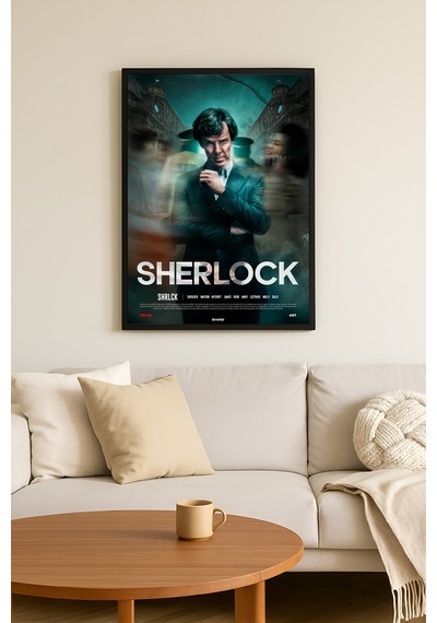 Sherlock Siyah Ahşap Çerçeveli Poster, Dizi Duvar Tablosu