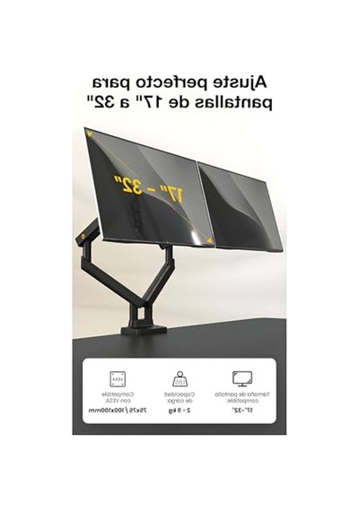 Çift Kol Monitör Standı, 17-32 İnch, 2-9 Kg