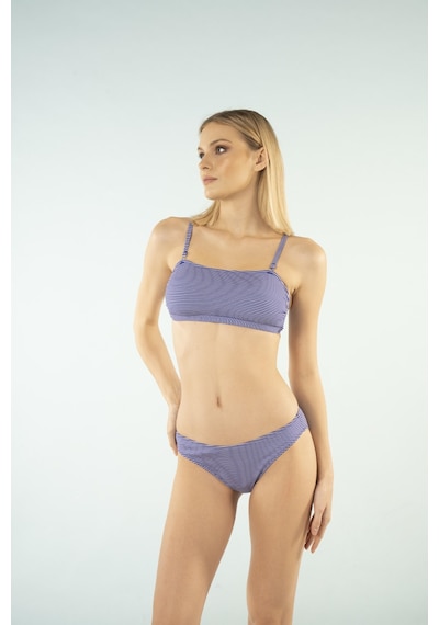 Estiva Çizgili Straplez İp Askılı Bikini Takımı - Lacivert Çok Renkli