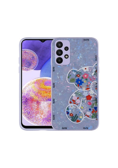 Zore Samsung Galaxy Uyumlu A33 5g Kılıf Desenli Sert Silikon Nvth Mumila Kapak - Lilac Bear