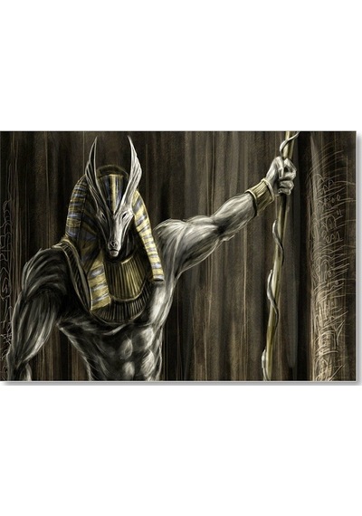 Cakasepetim Muhteşem Kaslarıyla Anubis Ve Asası Ahşap Mdf Tablo