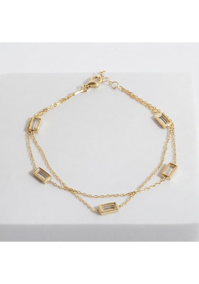 Zirkon Taşlı Zincir Bileklik 718556 Gold Gümüş