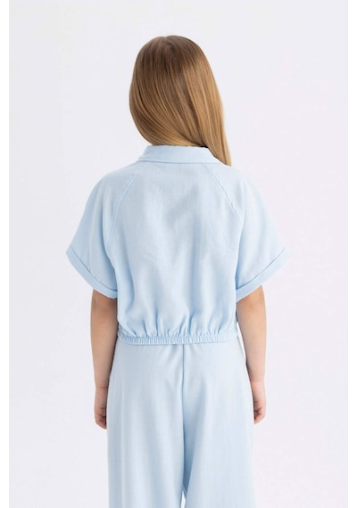 DeFacto Kız Çocuk Cropped Fit Pamuklu Kısa Kollu Gömlek C4272A824SMBE366