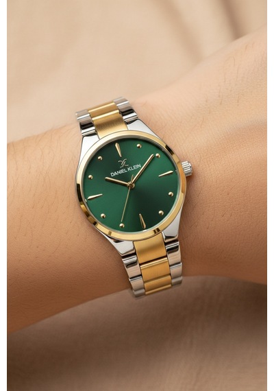 Daniel Klein 8682308439880 Yeşil Special Edition Çelik Kordonlu Sevgili Çift Kol Saatleri Gold - Gümüş