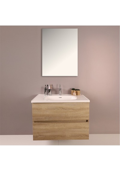 Kobos Simple 80 Cm Çekmeceli Banyo Dolabı Seti Light Walnut Ahşap Kobos Simple 80 Cm Çekmeceli Banyo Dolabı Seti Light Walnut Ahşap