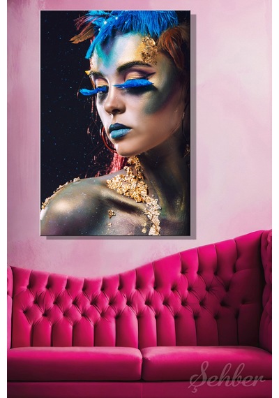 Dekoratif Dikey Kanvas Tablo Tekli Kuaför Güzellik Salonu Makyaj Nail Art Fantezi Makyaj Portre 807