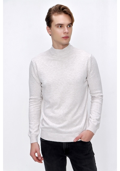 Morven Basic Dinamik Fit Rahat Kesim Yarım Balıkçı Yaka Triko Kazak 99kc017002653 Bej