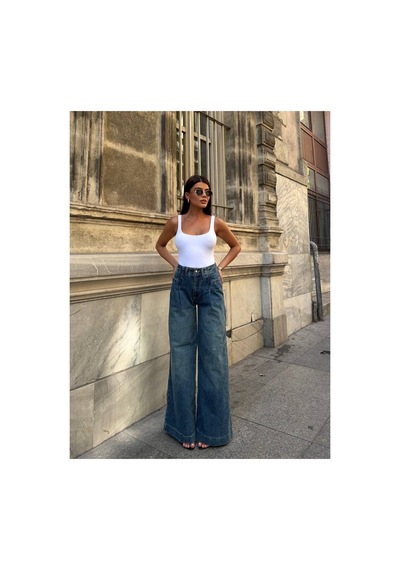 Zdnjeans Kadın Yüksek Bel Kot Pantolon Koyu Mavi
