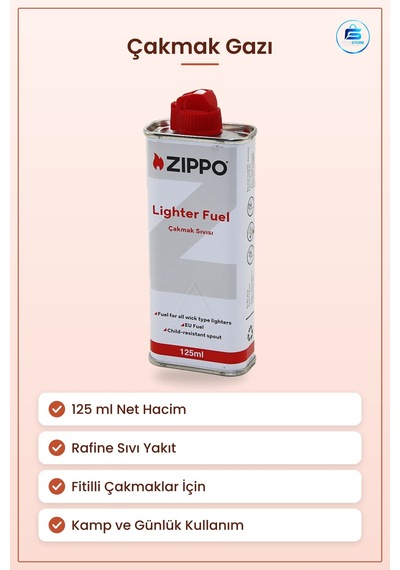 Çakmak Gazı 125 Ml Benzin Fitilli Çakmaklar İçin Rafine Sıvı Yakı