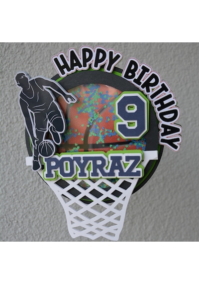 Basketbol Temalı Kişiye Özel Doğum Günü Pasta Süsü Cake Topper