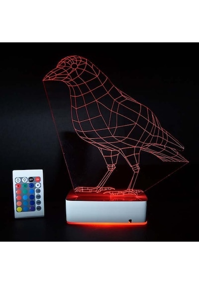 Özel Tasarım Karga 3D Led Lamba