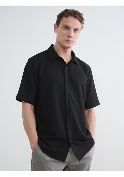 Lcw Vision Siyah Regular Fit Erkek Dokulu Gömlek
