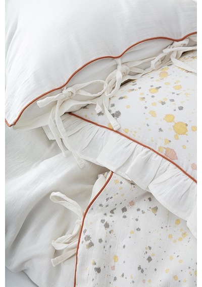 Ecocotton İlya Çift Kişilik Nevresim Takımı %100 Organik Pamuk Müslin Krem 200x220 Cm-1941 Krem