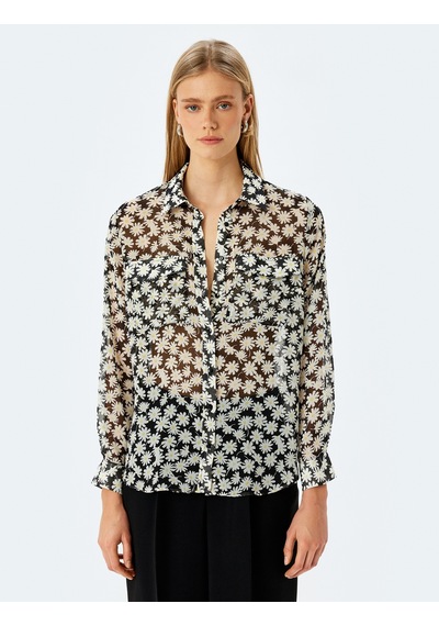 Koton Uzun Kollu Cepli Yarı Transparan Oversize Çiçekli Gömlek Siyah Desenli 5sak60232uw Siyah Desenli Koton Uzun Kollu Cepli Yarı Transparan Oversize Çiçekli Gömlek Siyah Desenli 5sak60232uw Siyah Desenli