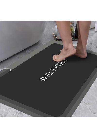 Dijital Kaymaz Yıkanabilir Banyo Mutfak Salon Paspas Halısı Trend Modern Al4002 Antrasit