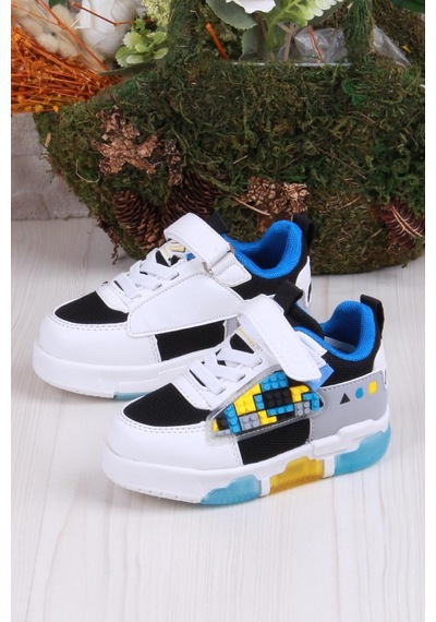 Fort Cool Legos Rahat Hafif Sneaker Işıklı Erkek Çocuk Ayakkabı SİYAH-BEYAZ