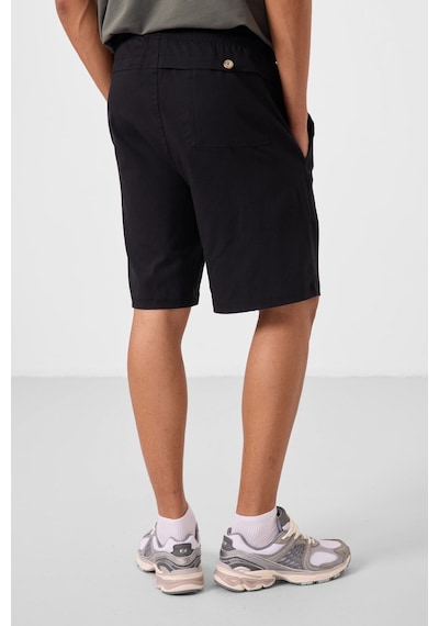 Tommylife Siyah Standart Fit Dokuma Hafif Esnek Chino Erkek Şort - 81292 Siyah