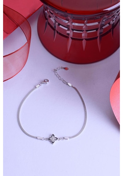 Innuendo Jewelry 925 Ayar Gümüş Taşlı Yonca Bileklik Gümüş