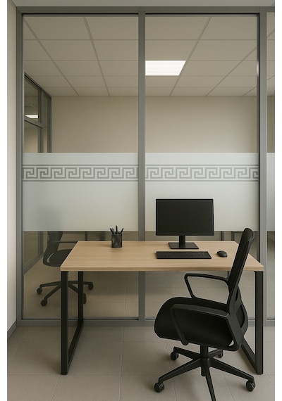 Technosmart 45x200cm Meander Motifli Statik Cam Filmi Kaplama Mutfak Ofis Banyo Pencere