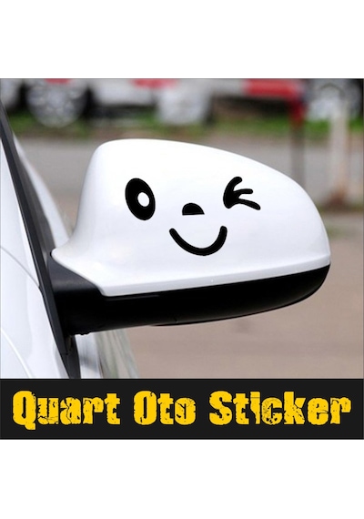 2 Adet Yan Ayna Gülen Yüz Sticker (279880727)