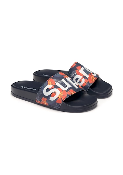 Superga 1908 Slides Hibiscus Print Polysoft Unisex Siyah-turuncu Terlik Siyah-turuncu-332