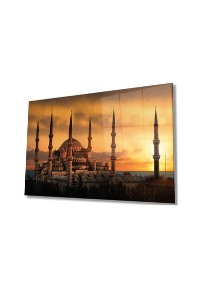 İstanbul Sultan Ahmet Camii Cam Tablo Evlika Ev Ofis Salon Duvar Dekoru Hediyelik Büyük Tablo Dekorasyon
