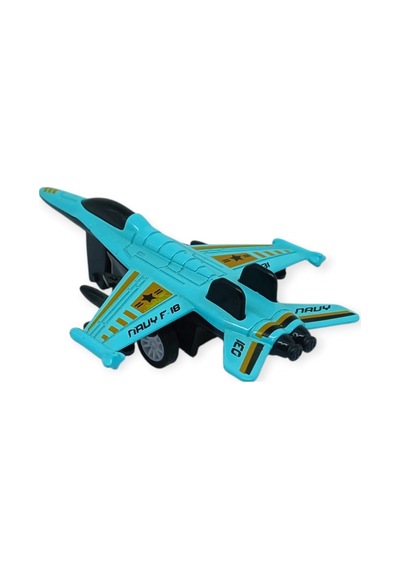 Çek Bırak Metal Mini Savaş Uçağı 10 Cm - Turkuaz