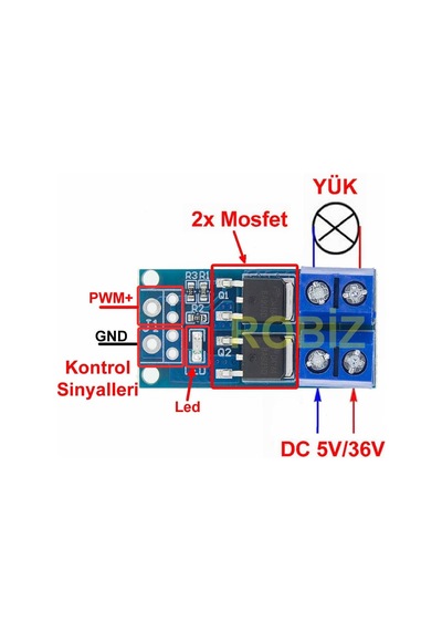 15a 400w Pwm Kontrollü Mosfet Anahtarlama Kartı Dual Mosfet Klemens Bağlantı Soketi Ssr Röle Motor Led Lamba Pompa Selenoid Valf