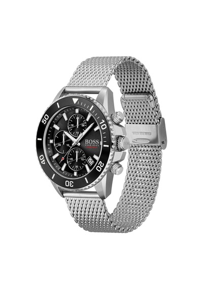 Hugo Boss HB1513904 Hasır Metalik Gri Siyah Kadran 45 mm Erkek Kol Saati