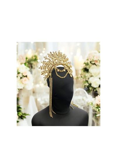 Alınlıklı Büyük Gelin,kına,nişan,söz,after,bride,party Taç Sarı - 694985918 Sarı