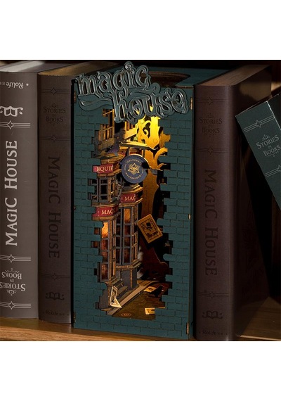 Rolife Tgb03 Magic House Kitap Köşesi Book Nook Dıy Minyatür Maket Model Seti Mini Dollhouse 3d Model Kit Detaylı Dekoratif Hobi Seti 3d Puzzle Tiny House