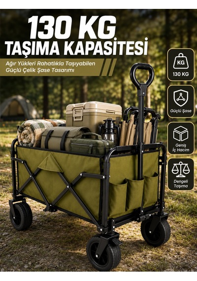 Çok Amaçlı Katlanabilir Wagon 130 Kg Taşıma Kapasiteli
