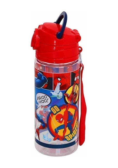 Spıderman Lisanslı Pipetli Plastik Matara 500 Ml Kırmızı Otto-42529 Şeffaf